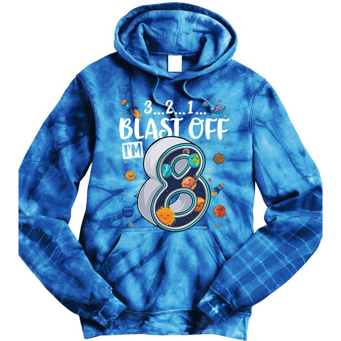 Solar System Planets Eight 8 Years Old 8th Birthday Gift Tie Dye Hoodie