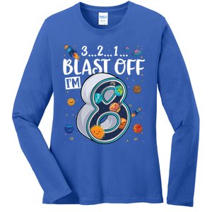 Solar System Planets Eight 8 Years Old 8th Birthday Gift Ladies Long Sleeve Shirt