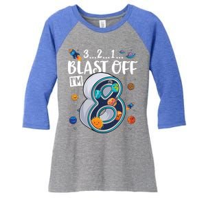 Solar System Planets Eight 8 Years Old 8th Birthday Gift Women's Tri-Blend 3/4-Sleeve Raglan Shirt