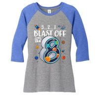 Solar System Planets Eight 8 Years Old 8th Birthday Gift Women's Tri-Blend 3/4-Sleeve Raglan Shirt