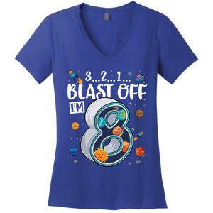 Solar System Planets Eight 8 Years Old 8th Birthday Gift Women's V-Neck T-Shirt