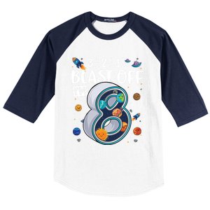 Solar System Planets Eight 8 Years Old 8th Birthday Gift Baseball Sleeve Shirt