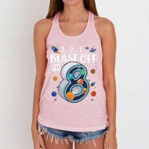 Solar System Planets Eight 8 Years Old 8th Birthday Gift Women's Knotted Racerback Tank