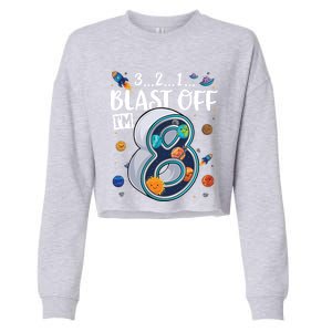 Solar System Planets Eight 8 Years Old 8th Birthday Gift Cropped Pullover Crew