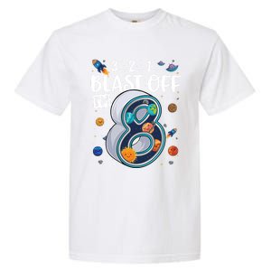 Solar System Planets Eight 8 Years Old 8th Birthday Gift Garment-Dyed Heavyweight T-Shirt