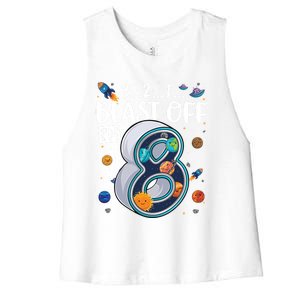 Solar System Planets Eight 8 Years Old 8th Birthday Gift Women's Racerback Cropped Tank