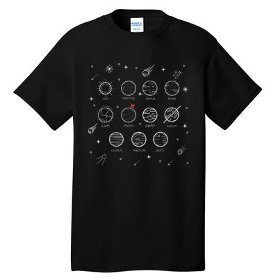 Solar System Planets Science Space Astronomy Tall T-Shirt