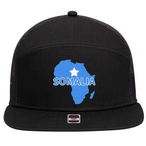 Somalia Somali Pride Flag Map Africa Print 7 Panel Mesh Trucker Snapback Hat