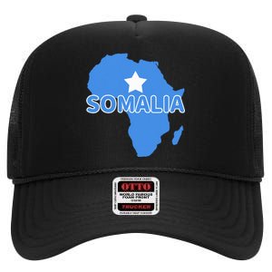 Somalia Somali Pride Flag Map Africa Print High Crown Mesh Back Trucker Hat