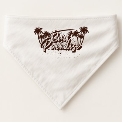 Surfing Surf Paradise Palm Beach Tropical Gift USA-Made Doggie Bandana