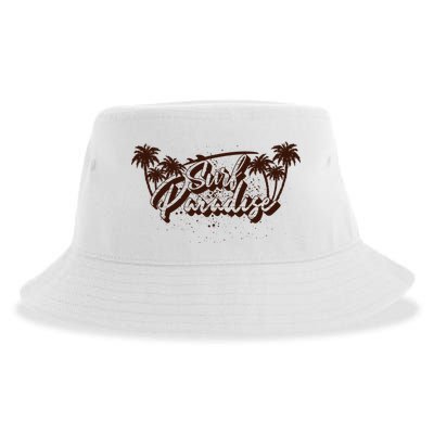 Surfing Surf Paradise Palm Beach Tropical Gift Sustainable Bucket Hat