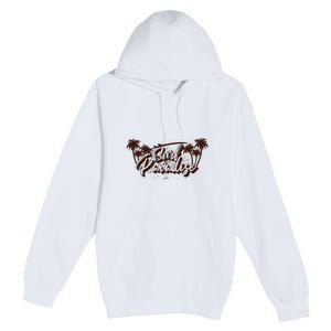 Surfing Surf Paradise Palm Beach Tropical Gift Premium Pullover Hoodie