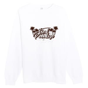 Surfing Surf Paradise Palm Beach Tropical Gift Premium Crewneck Sweatshirt