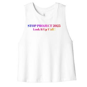 Stop Stop Project 2025 Look It Up Y’All Women's Racerback Cropped Tank