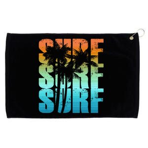 Surfing Sunset Palm Tree Cool Summer Vacation Grommeted Golf Towel