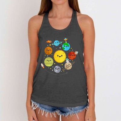 Solar System Planets Astronomy Space Science Women's Knotted Racerback Tank