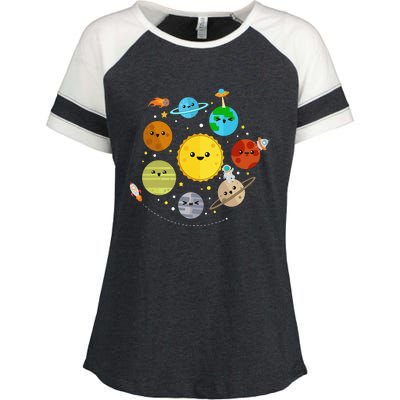 Solar System Planets Astronomy Space Science Enza Ladies Jersey Colorblock Tee