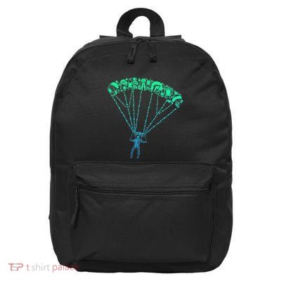 Skydiver Skydiving Parachuting Parachutist 16 in Basic Backpack