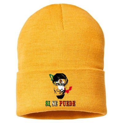 Si Se Puede Cesar Chavez Day Mexican Labor Pride TX Sustainable Knit Beanie