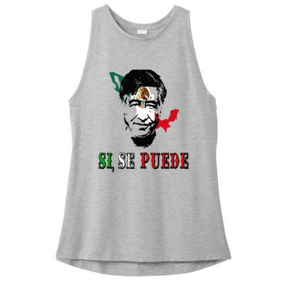 Si Se Puede Cesar Chavez Day Mexican Labor Pride TX Ladies PosiCharge Tri-Blend Wicking Tank