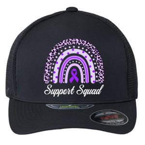 Support Squad Purple Rainbow Leopard Pancreatic Cancer Great Gift Flexfit Unipanel Trucker Cap