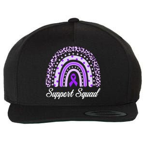 Support Squad Purple Rainbow Leopard Pancreatic Cancer Great Gift Wool Snapback Cap