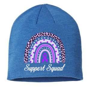 Support Squad Purple Rainbow Leopard Pancreatic Cancer Great Gift Sustainable Beanie