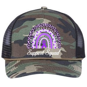 Support Squad Purple Rainbow Leopard Pancreatic Cancer Great Gift Retro Rope Trucker Hat Cap