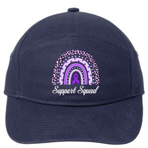 Support Squad Purple Rainbow Leopard Pancreatic Cancer Great Gift 7-Panel Snapback Hat