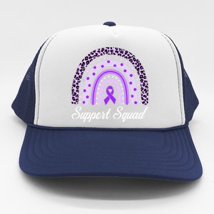 Support Squad Purple Rainbow Leopard Pancreatic Cancer Great Gift Trucker Hat