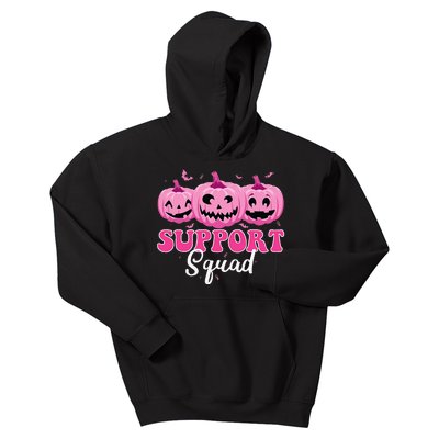 Support Squad Pumpkin Halloween Breast Cancer Awareness Kids Hoodie