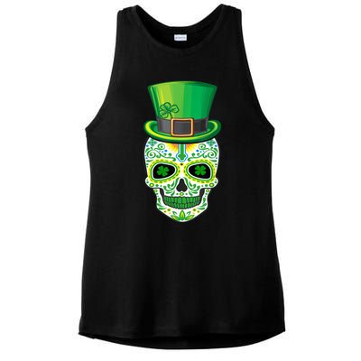 Skull St Patricks Day Irish Funny Saint Patricks Day of Dead Ladies PosiCharge Tri-Blend Wicking Tank