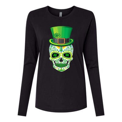 Skull St Patricks Day Irish Funny Saint Patricks Day of Dead Womens Cotton Relaxed Long Sleeve T-Shirt