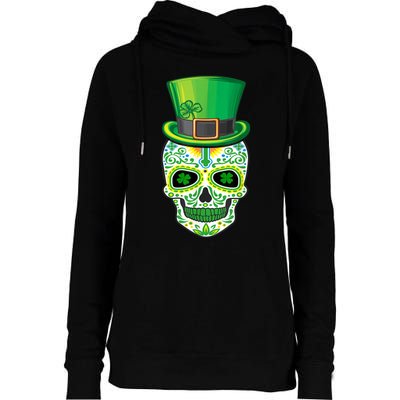 Skull St Patricks Day Irish Funny Saint Patricks Day of Dead Womens Funnel Neck Pullover Hood