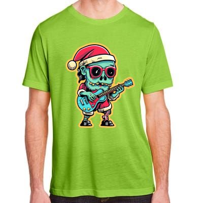 Santa Skeleton Play Guitar Guy Rocker Gift Adult ChromaSoft Performance T-Shirt