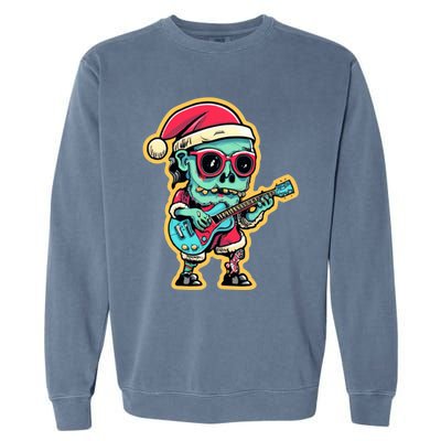 Santa Skeleton Play Guitar Guy Rocker Gift Garment-Dyed Sweatshirt