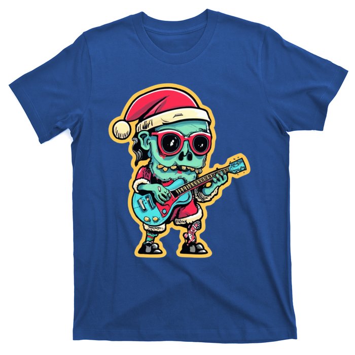 Santa Skeleton Play Guitar Guy Rocker Gift T-Shirt