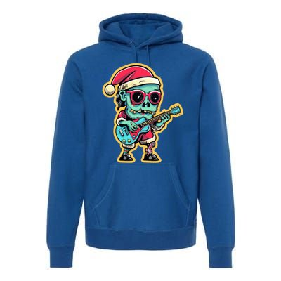 Santa Skeleton Play Guitar Guy Rocker Gift Premium Hoodie