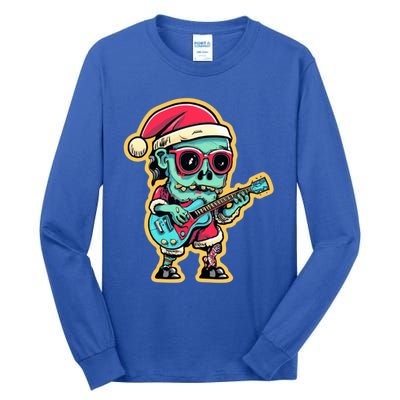 Santa Skeleton Play Guitar Guy Rocker Gift Tall Long Sleeve T-Shirt