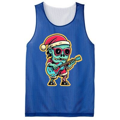 Santa Skeleton Play Guitar Guy Rocker Gift Mesh Reversible Basketball Jersey Tank