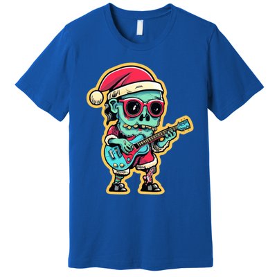 Santa Skeleton Play Guitar Guy Rocker Gift Premium T-Shirt