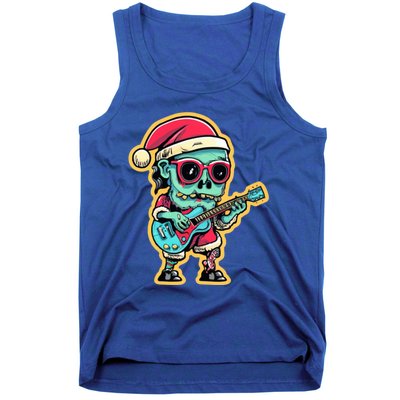 Santa Skeleton Play Guitar Guy Rocker Gift Tank Top