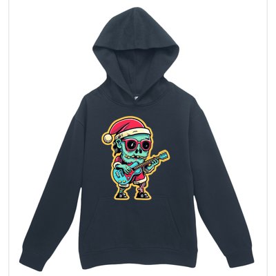 Santa Skeleton Play Guitar Guy Rocker Gift Urban Pullover Hoodie