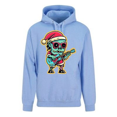 Santa Skeleton Play Guitar Guy Rocker Gift Unisex Surf Hoodie