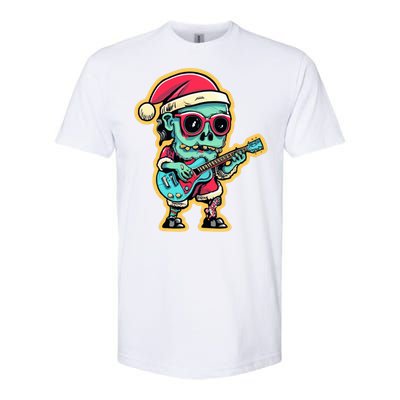 Santa Skeleton Play Guitar Guy Rocker Gift Softstyle CVC T-Shirt