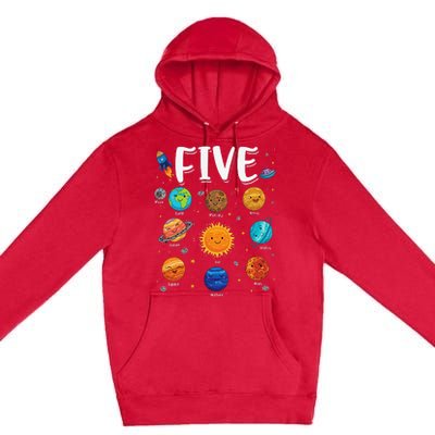 Solar System Planets Five 5 Years Old 5th Birthday Premium Pullover Hoodie