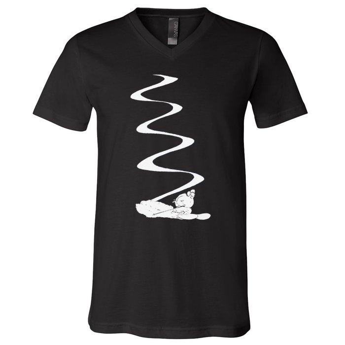 Skier Shredding Powder Snow Deep Snow Backcountry Rider V-Neck T-Shirt