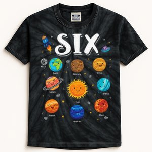 Solar System Planets Six 6 Years Old 6th Birthday Kids Tie-Dye T-Shirt