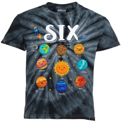 Solar System Planets Six 6 Years Old 6th Birthday Kids Tie-Dye T-Shirt