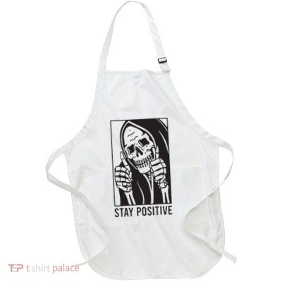 Skull Stay Positive Full-Length Apron With Pockets